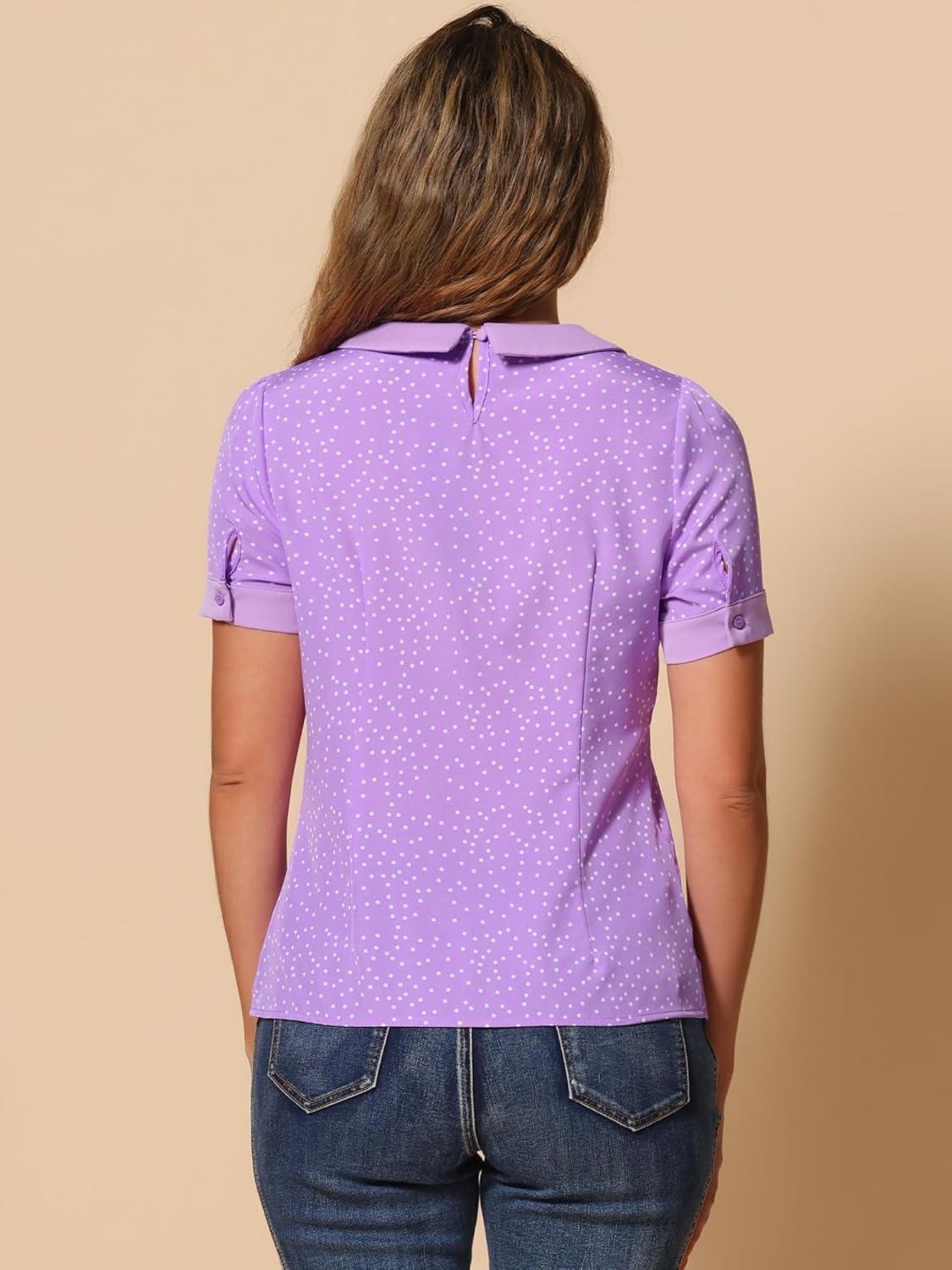 imageAllegra K Womens Peter Pan Collar Shirt Vintage 1950s Polka Dots BlouseLight Purple