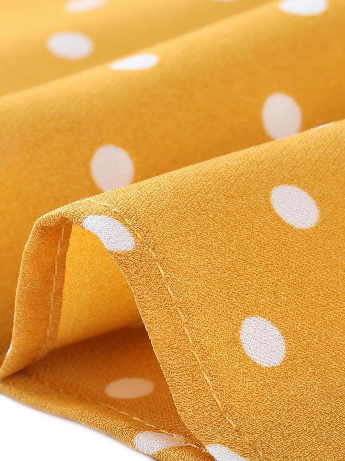 imageAllegra K Womens Peter Pan Collar Shirt Vintage 1950s Polka Dots BlouseYellow