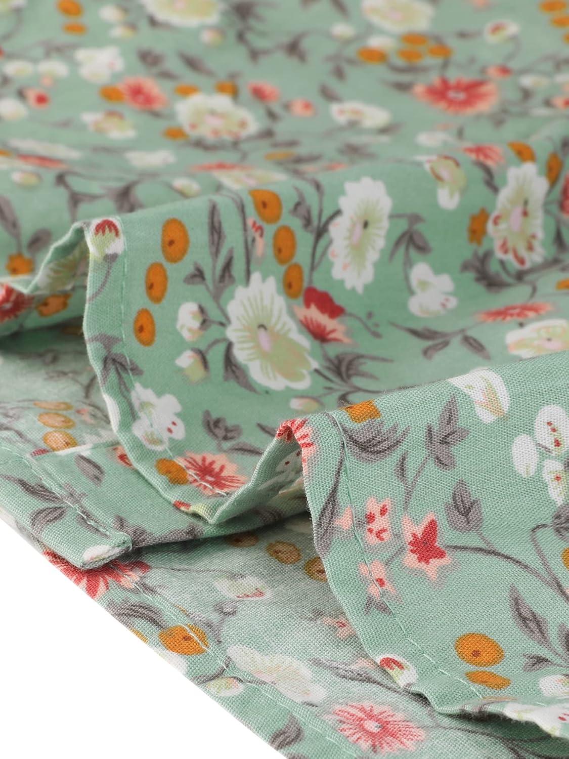 imageAllegra K Womens Peter Pan Collar Shirts Button Front Vintage Floral Blouse TopGreen