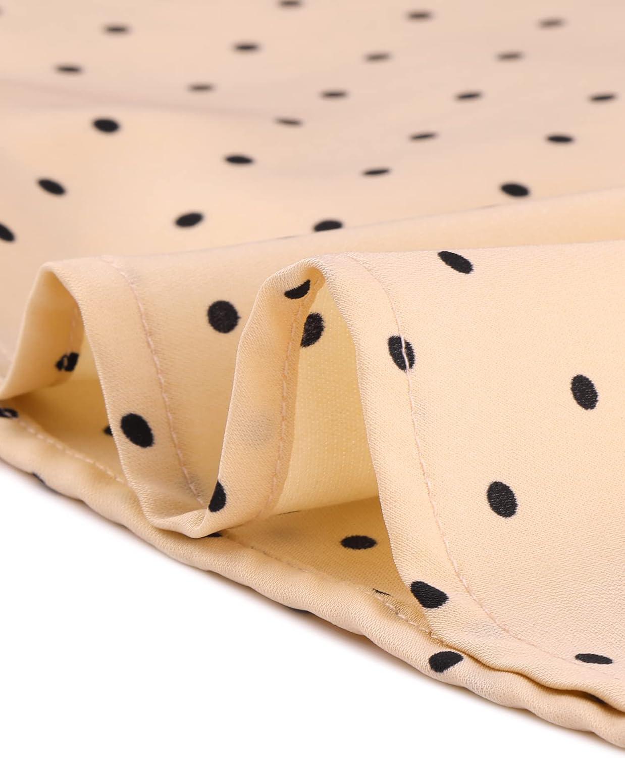 imageAllegra K Womens Peter Pan Collar Short Sleeves Contrast ALine Polka Dots DressBeige