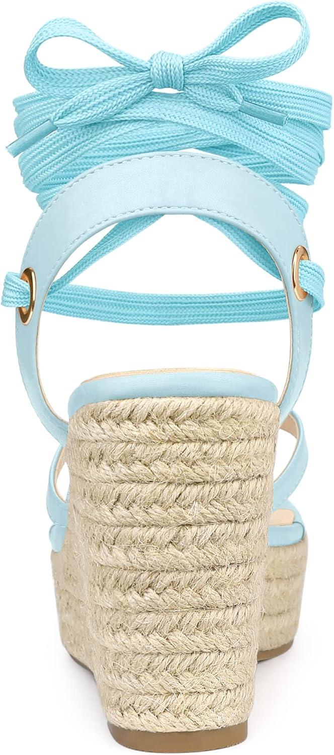 imageAllegra K Womens Platform Strappy Slingback Flip Flops Wedge SandalsLight Blue