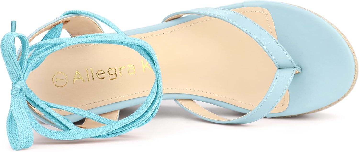 imageAllegra K Womens Platform Strappy Slingback Flip Flops Wedge SandalsLight Blue