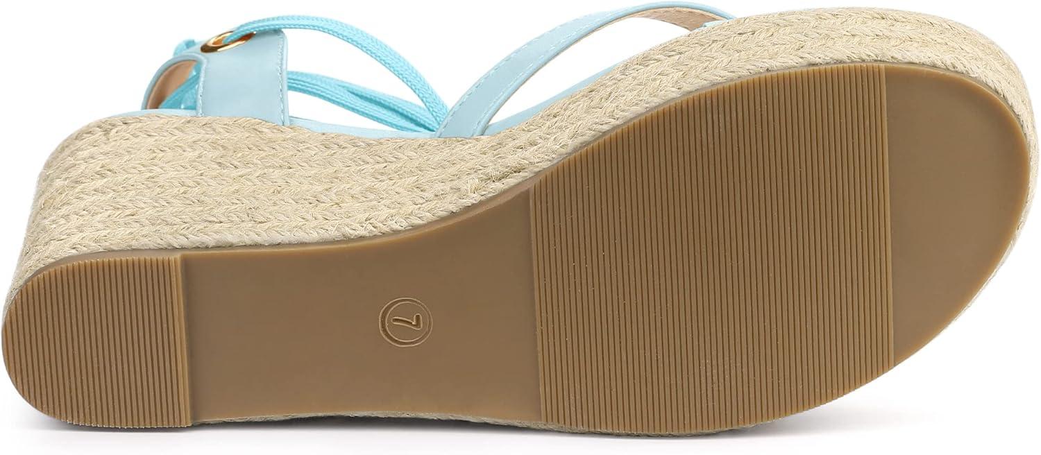 imageAllegra K Womens Platform Strappy Slingback Flip Flops Wedge SandalsLight Blue