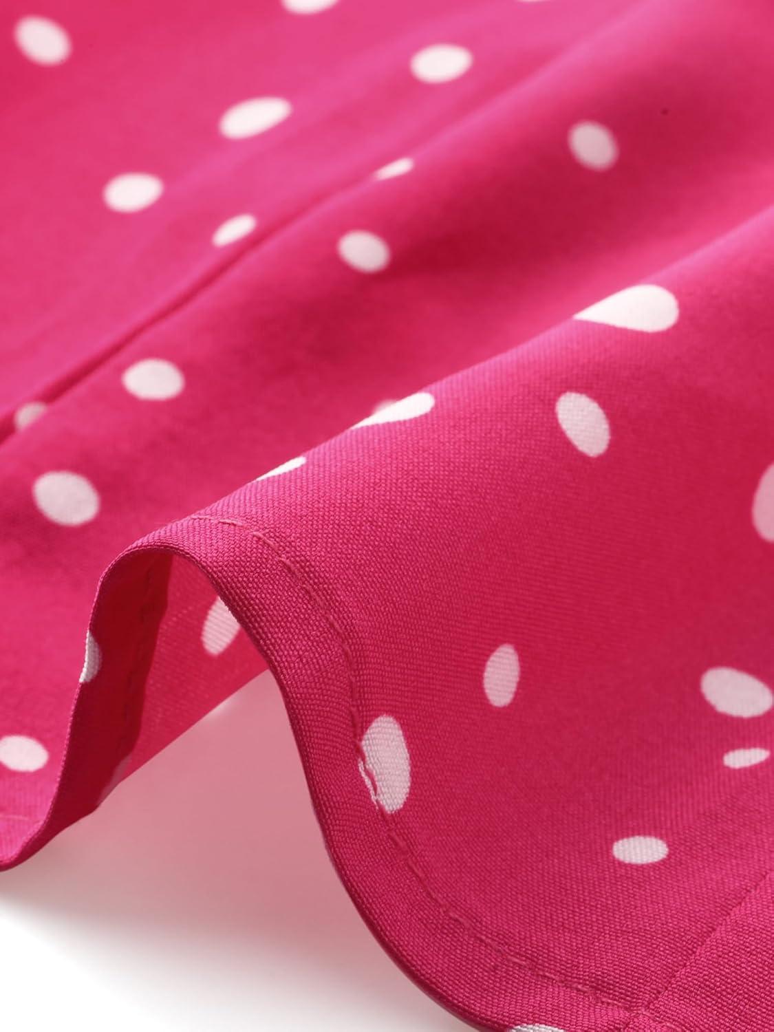 imageAllegra K Womens Polka Dots Tie Neck Blouse Summer Ruffled Cap Sleeve Office TopHot Pink