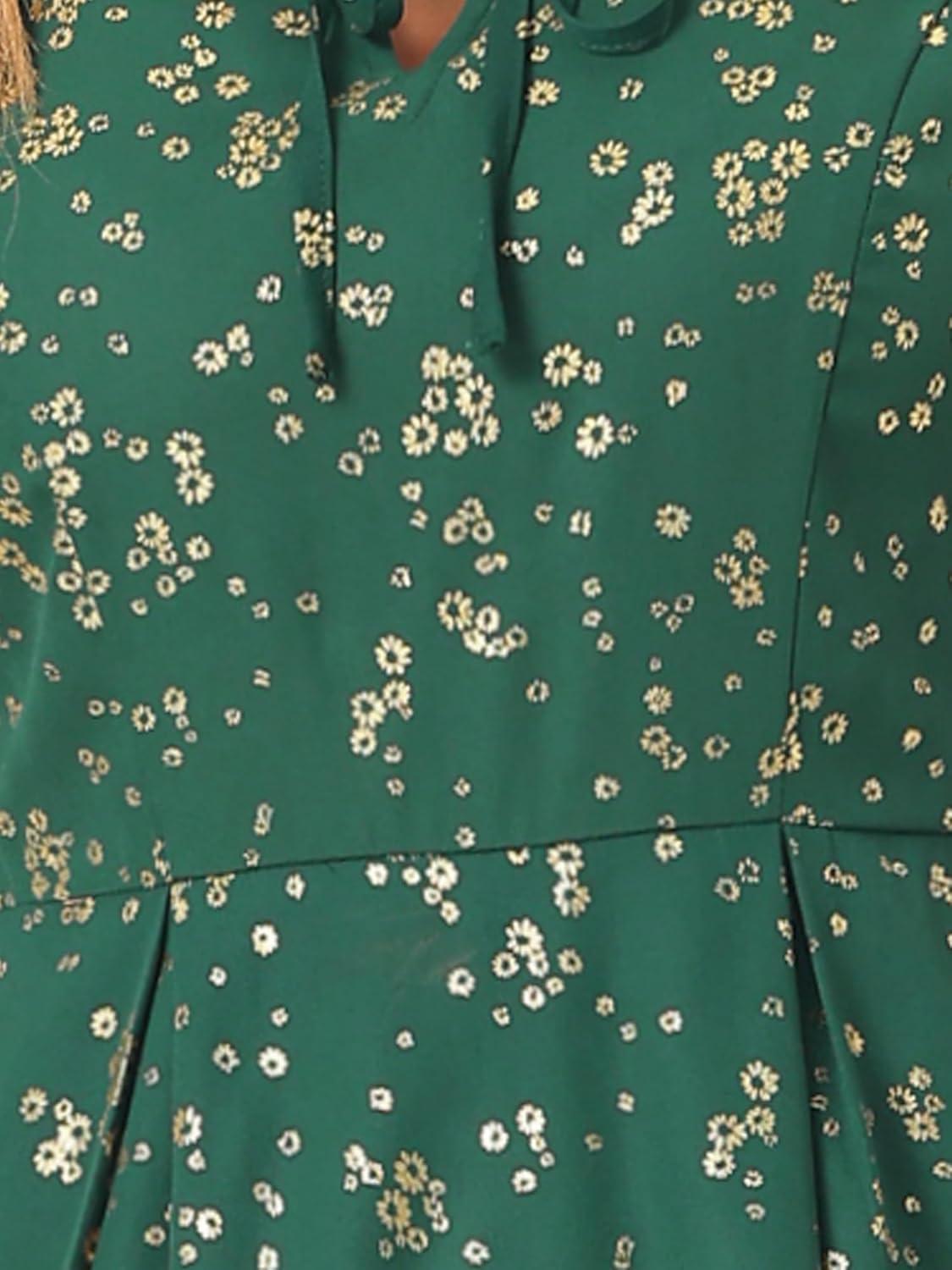 imageAllegra K Womens Printed Dress Summer 2025 Casual Square Neck Short Sleeve Fit and Flare DressesDark Greenfloral