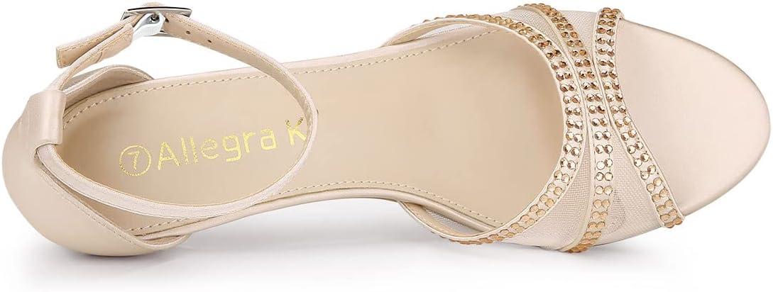 imageAllegra K Womens Rhinestone Mesh Kitten Heels SandalsNude