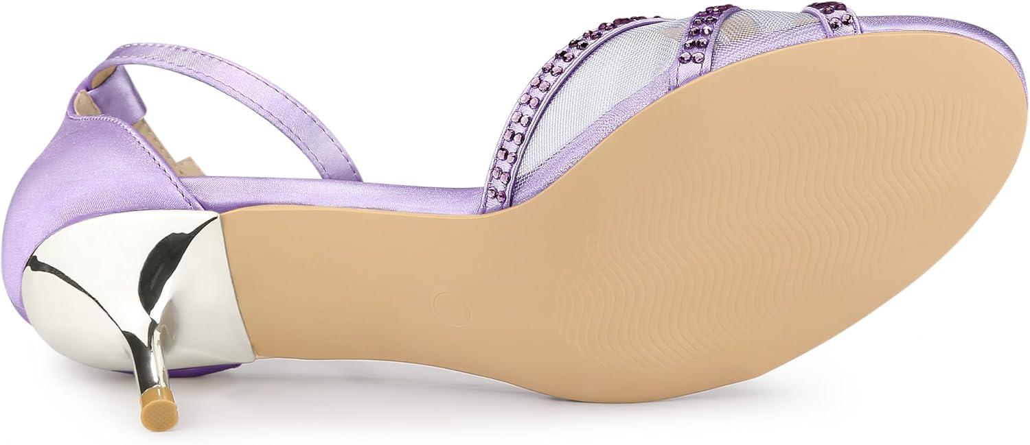 imageAllegra K Womens Rhinestone Mesh Kitten Heels SandalsPurple