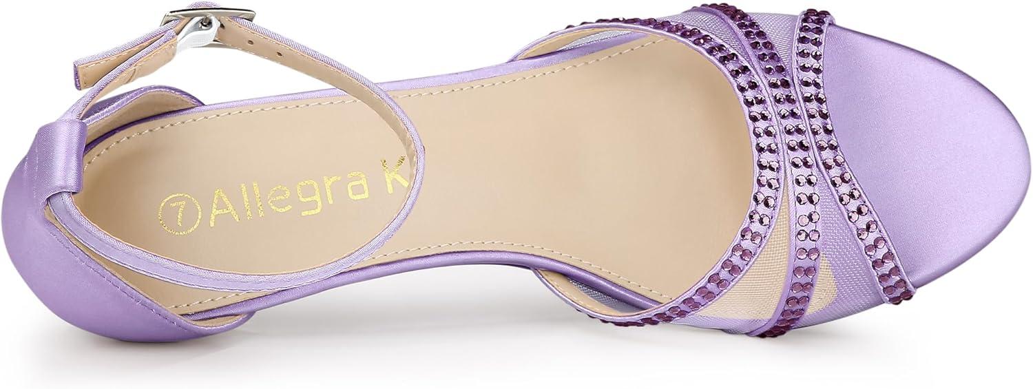 imageAllegra K Womens Rhinestone Mesh Kitten Heels SandalsPurple