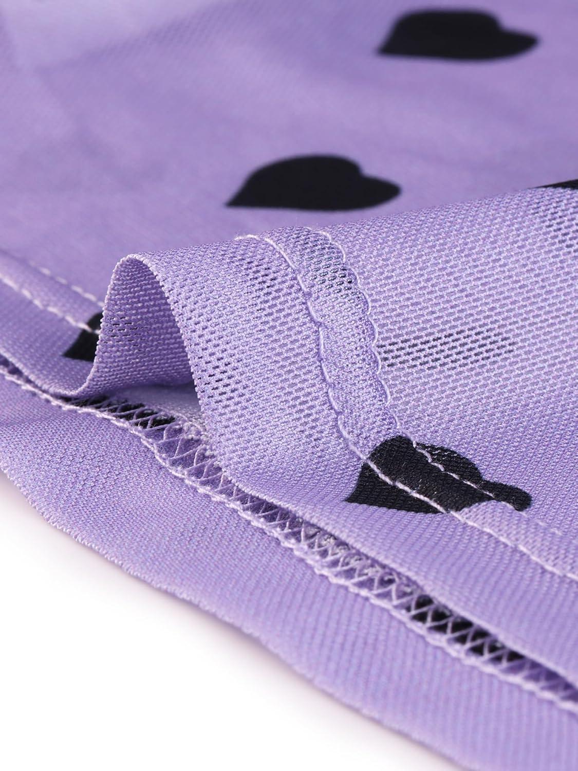 imageAllegra K Womens SemiSheer Sexy Blouse Heart Print Crop Tops Cocktail Party Mesh TopPurple