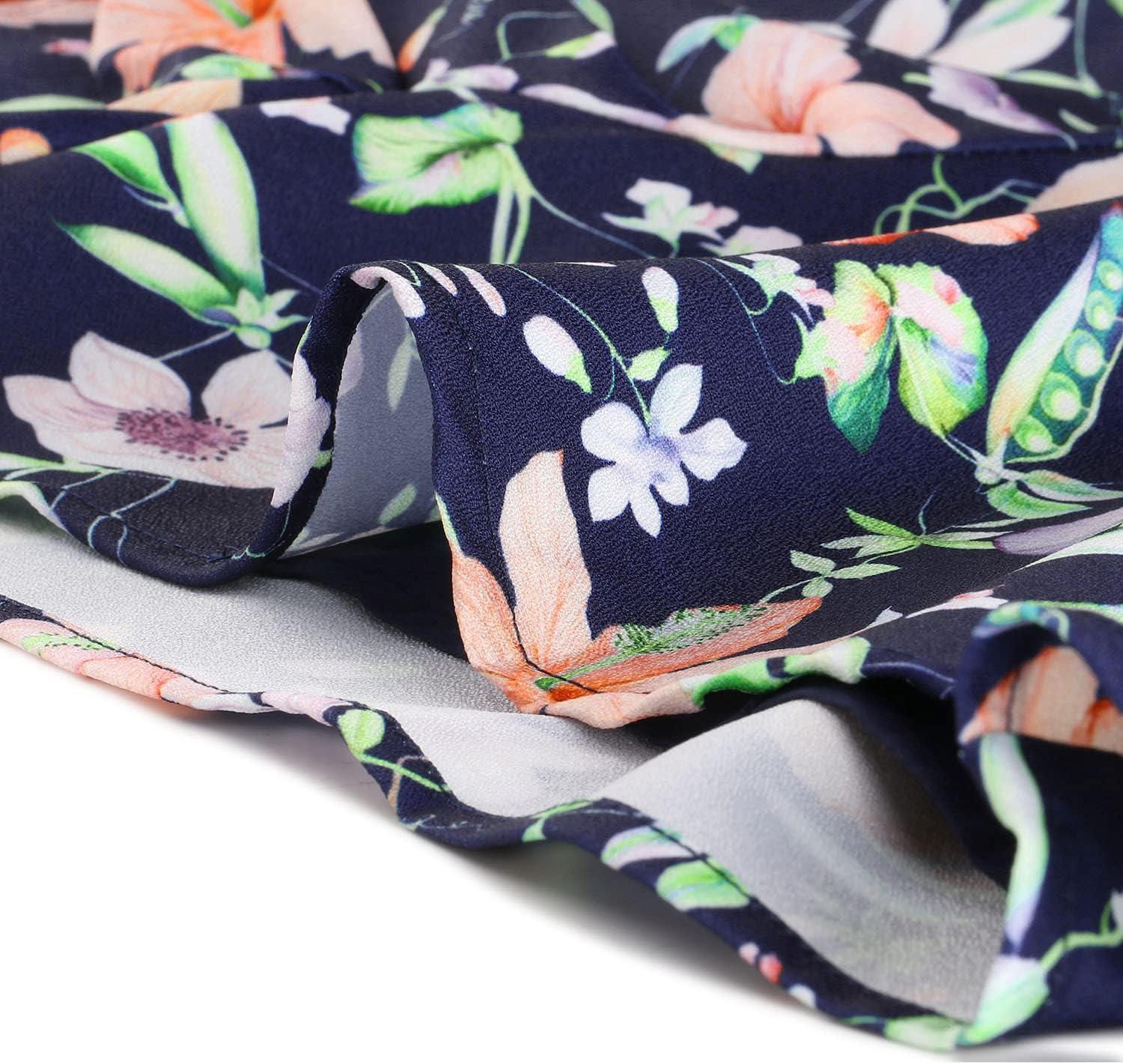 imageAllegra K Womens Summer Beach Shorts Casual Elastic Waist Floral ShortsDark Blue
