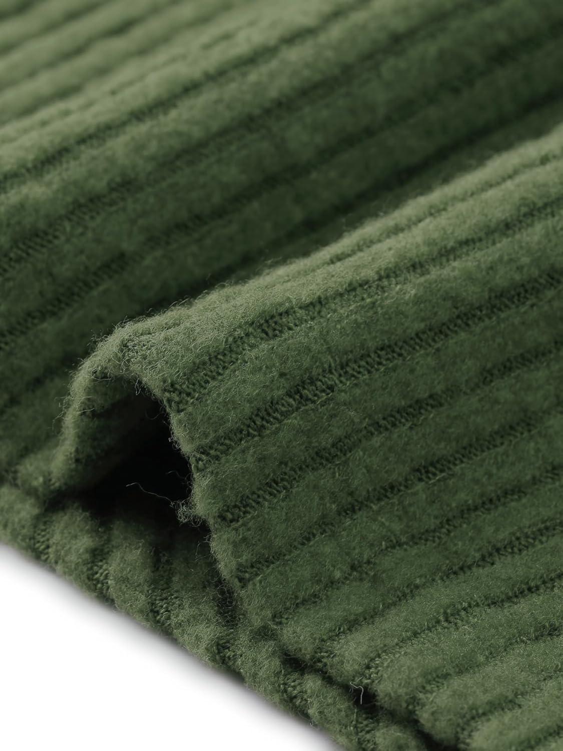 imageAllegra K Womens Sweater Dress Long Sleeve A Line Tie Waist Ribbed Knit DressesDark Green