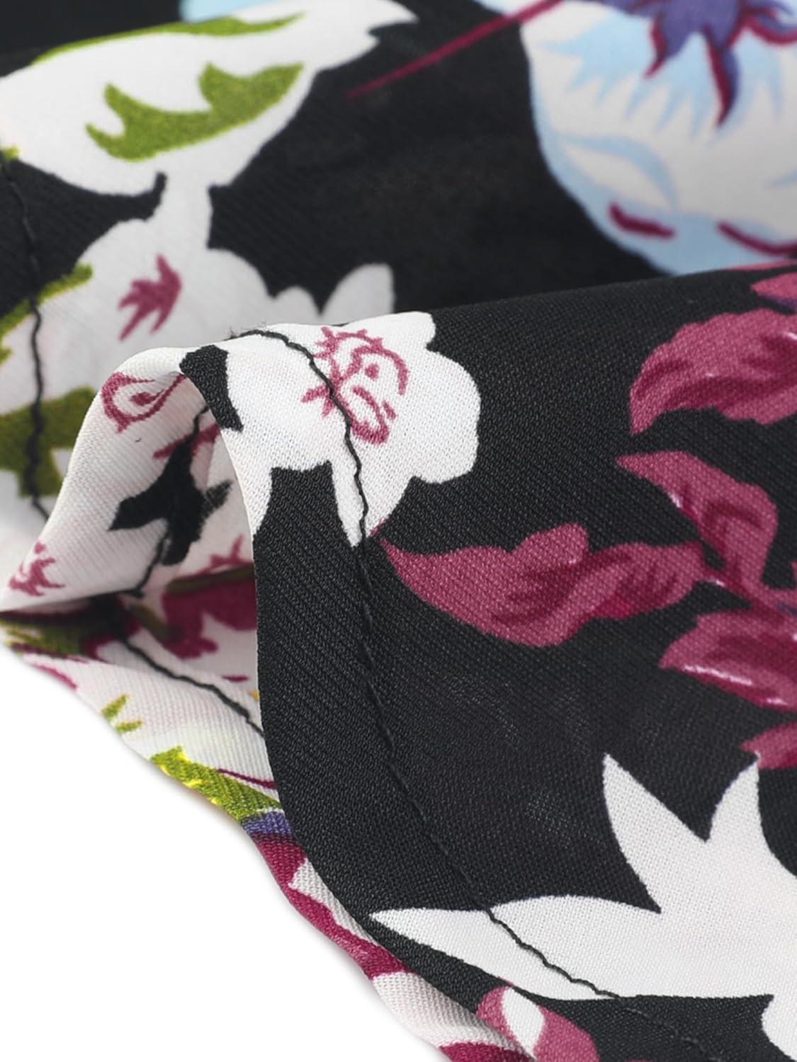 imageAllegra K Womens Wrap Peplum Top Blouse 2025 Summer Floral Short Sleeve Ruffle V Neck Belted ShirtsBlackfloral