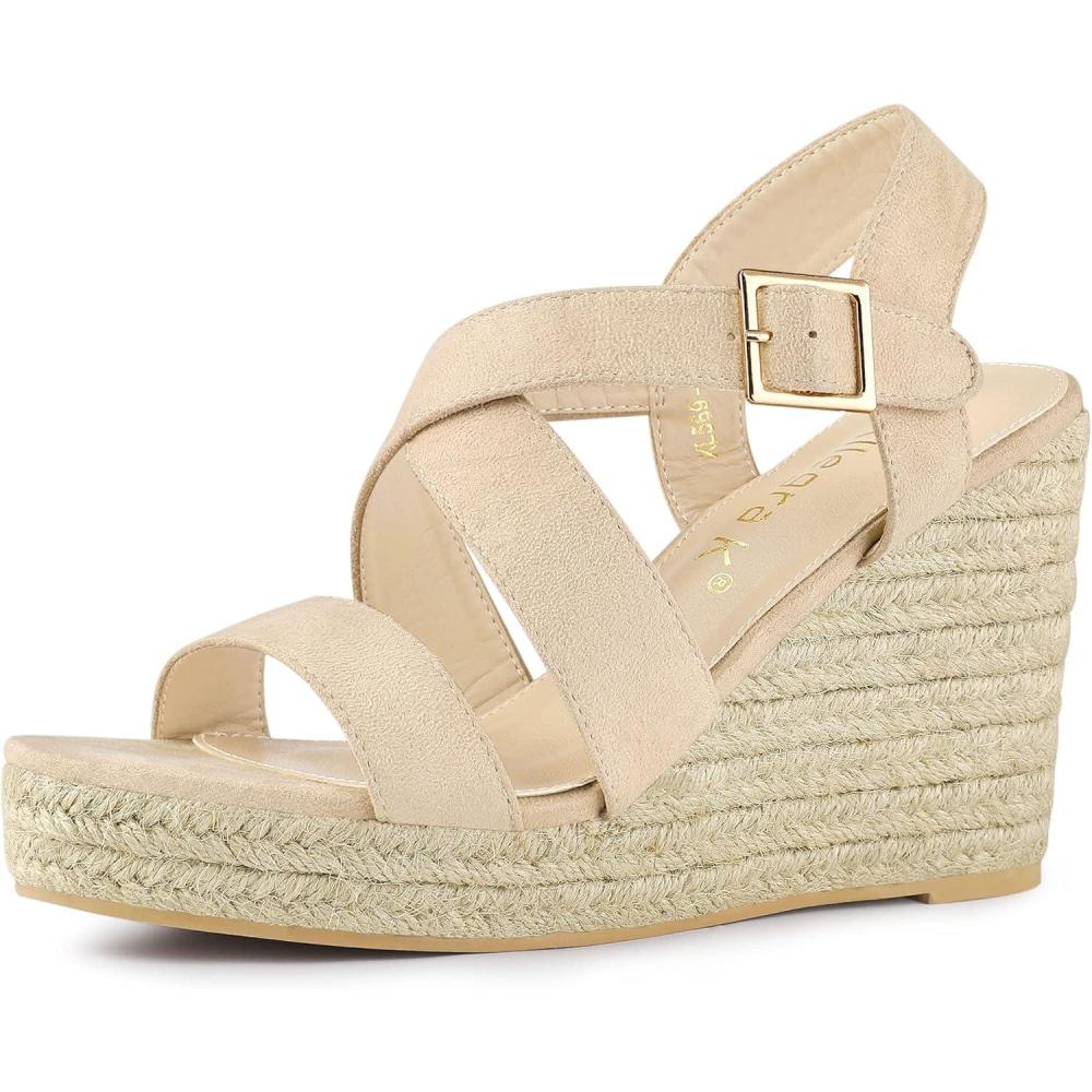 imageAllegra K Womens Espadrilles Platform Slingback Wedges SandalsBeige