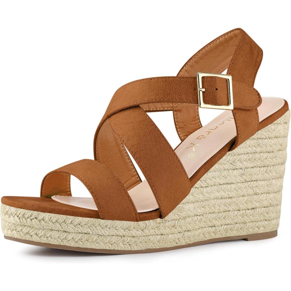 imageAllegra K Womens Espadrilles Platform Slingback Wedges SandalsBrown