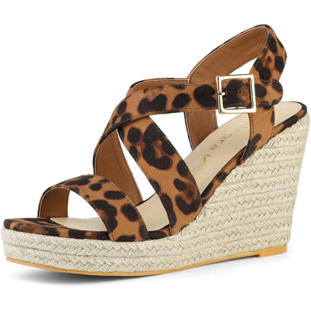 imageAllegra K Womens Espadrilles Platform Slingback Wedges SandalsLeopard