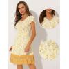 imageAllegra K Boho Floral Dresses for Womens Flutter Sleeve Smocked Waist V Neck Flowy Bohemian DressWhite