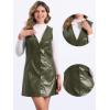 imageAllegra K Faux Leather Dress for Womens Pinafore Button Down V Neck Sleeveless Mini Overall DressesOlive Green