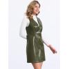 imageAllegra K Faux Leather Dress for Womens Pinafore Button Down V Neck Sleeveless Mini Overall DressesOlive Green