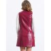 imageAllegra K Faux Leather Dress for Womens Pinafore Button Down V Neck Sleeveless Mini Overall DressesRed