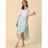 imageAllegra K Floral Maxi Skirts for Womens Elastic Waist Layered Ruffle High Low Hem Long SkirtLight Blue
