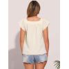 imageAllegra K Gingham Tops for Women Summer Cute Cap Sleeve Square Neck Plaid Shirts Casual BlousesApricot White