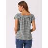imageAllegra K Gingham Tops for Women Summer Cute Cap Sleeve Square Neck Plaid Shirts Casual BlousesBlack