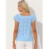 imageAllegra K Gingham Tops for Women Summer Cute Cap Sleeve Square Neck Plaid Shirts Casual BlousesBlue