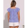 imageAllegra K Gingham Tops for Women Summer Cute Cap Sleeve Square Neck Plaid Shirts Casual BlousesBlue White