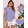imageAllegra K Gingham Tops for Women Summer Cute Cap Sleeve Square Neck Plaid Shirts Casual BlousesBlue White