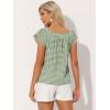 imageAllegra K Gingham Tops for Women Summer Cute Cap Sleeve Square Neck Plaid Shirts Casual BlousesGreen White
