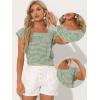 imageAllegra K Gingham Tops for Women Summer Cute Cap Sleeve Square Neck Plaid Shirts Casual BlousesGreen White