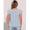 imageAllegra K Gingham Tops for Women Summer Cute Cap Sleeve Square Neck Plaid Shirts Casual BlousesLake Blue