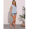 imageAllegra K Gingham Tops for Women Summer Cute Cap Sleeve Square Neck Plaid Shirts Casual BlousesLake Blue