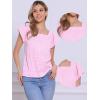 imageAllegra K Gingham Tops for Women Summer Cute Cap Sleeve Square Neck Plaid Shirts Casual BlousesPink