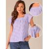 imageAllegra K Gingham Tops for Women Summer Cute Cap Sleeve Square Neck Plaid Shirts Casual BlousesPurple