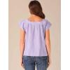 imageAllegra K Gingham Tops for Women Summer Cute Cap Sleeve Square Neck Plaid Shirts Casual BlousesPurple