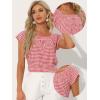 imageAllegra K Gingham Tops for Women Summer Cute Cap Sleeve Square Neck Plaid Shirts Casual BlousesRed