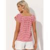imageAllegra K Gingham Tops for Women Summer Cute Cap Sleeve Square Neck Plaid Shirts Casual BlousesRed