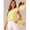 imageAllegra K Gingham Tops for Women Summer Cute Cap Sleeve Square Neck Plaid Shirts Casual BlousesYellow