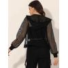 imageAllegra K Hoodie Jacket for Womens 2024 Zip Up Long Sleeve Mesh Sheer Bomber JacketsBlack
