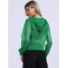 imageAllegra K Hoodie Jacket for Womens 2024 Zip Up Long Sleeve Mesh Sheer Bomber JacketsGreen