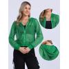 imageAllegra K Hoodie Jacket for Womens 2024 Zip Up Long Sleeve Mesh Sheer Bomber JacketsGreen