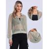 imageAllegra K Hoodie Jacket for Womens 2024 Zip Up Long Sleeve Mesh Sheer Bomber JacketsGrey