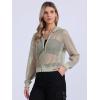 imageAllegra K Hoodie Jacket for Womens 2024 Zip Up Long Sleeve Mesh Sheer Bomber JacketsGrey