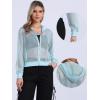 imageAllegra K Hoodie Jacket for Womens 2024 Zip Up Long Sleeve Mesh Sheer Bomber JacketsLight Blue