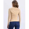 imageAllegra K Mesh Top Women Sheer Long Sleeve Mock Neck Slim Fit Shirts Trendy Fall Outfit Ruched Going Out TopsApricots