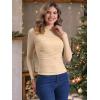 imageAllegra K Mesh Top Women Sheer Long Sleeve Mock Neck Slim Fit Shirts Trendy Fall Outfit Ruched Going Out TopsApricots