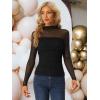 imageAllegra K Mesh Top Women Sheer Long Sleeve Mock Neck Slim Fit Shirts Trendy Fall Outfit Ruched Going Out TopsBlack
