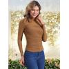 imageAllegra K Mesh Top Women Sheer Long Sleeve Mock Neck Slim Fit Shirts Trendy Fall Outfit Ruched Going Out TopsBrown