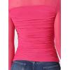 imageAllegra K Mesh Top Women Sheer Long Sleeve Mock Neck Slim Fit Shirts Trendy Fall Outfit Ruched Going Out TopsHot Pink